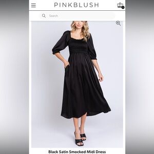 Black Satin Midi Dress - PinkBlush Maternity